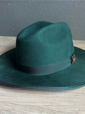 Keith James 100% Wool Green Fedora Hat Sz L